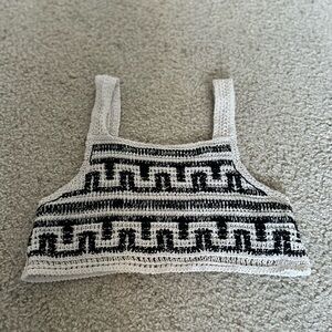 Black and White Shein Crochet Cropped Tank Top